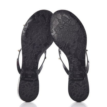 Valentino Garavani PVC Jelly Rockstud Bow Thong Sandals 39 Black 5 of 8
