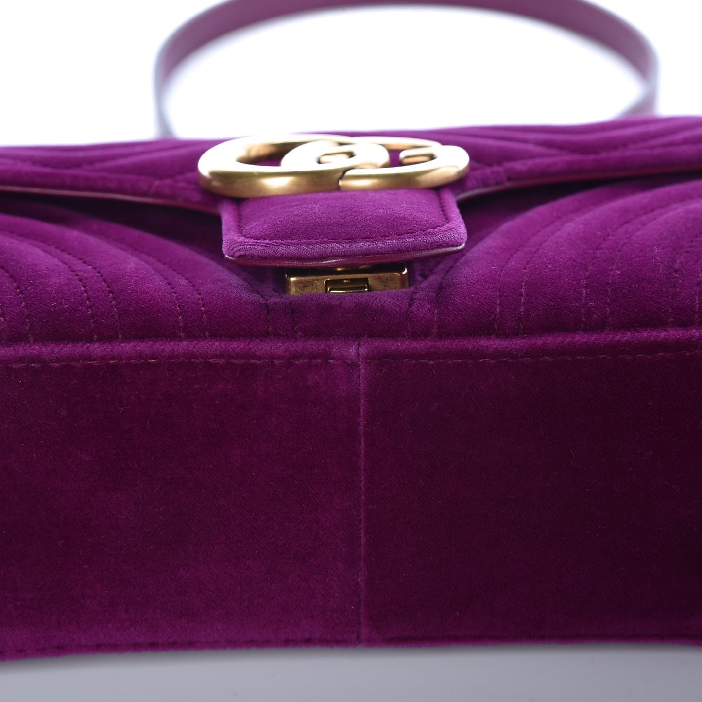 Velvet Matelasse Small GG Marmont Shoulder Bag Fuchsia Violet Cyclamen