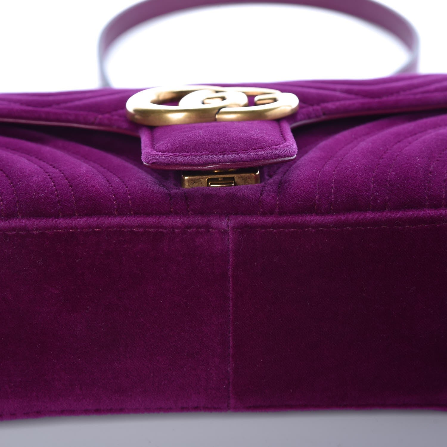 Gucci Velvet Matelasse Small GG Marmont Shoulder Bag Fuchsia Violet Cyclamen 8 of 12