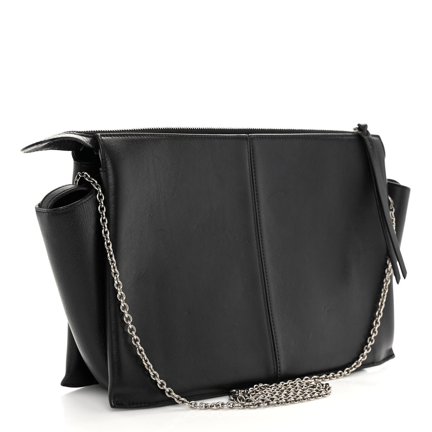Celine Smooth Calfskin Tri-Fold Clutch on Chain Black 3 of 12
