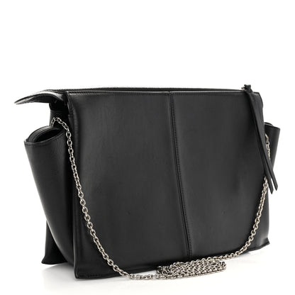 Celine Smooth Calfskin Tri-Fold Clutch on Chain Black 3 of 12