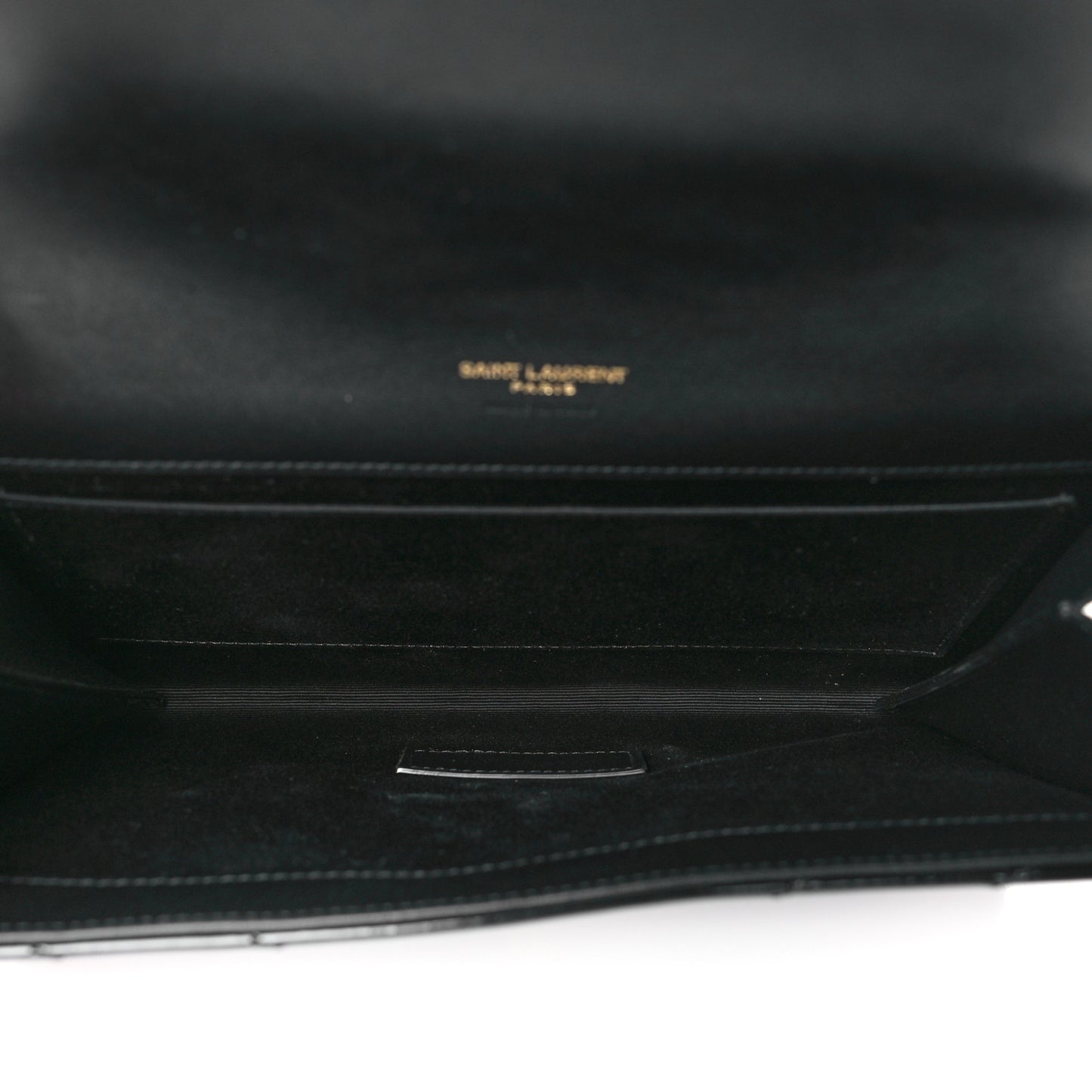 Patent Matelasse Chevron Monogram Envelope Clutch Black