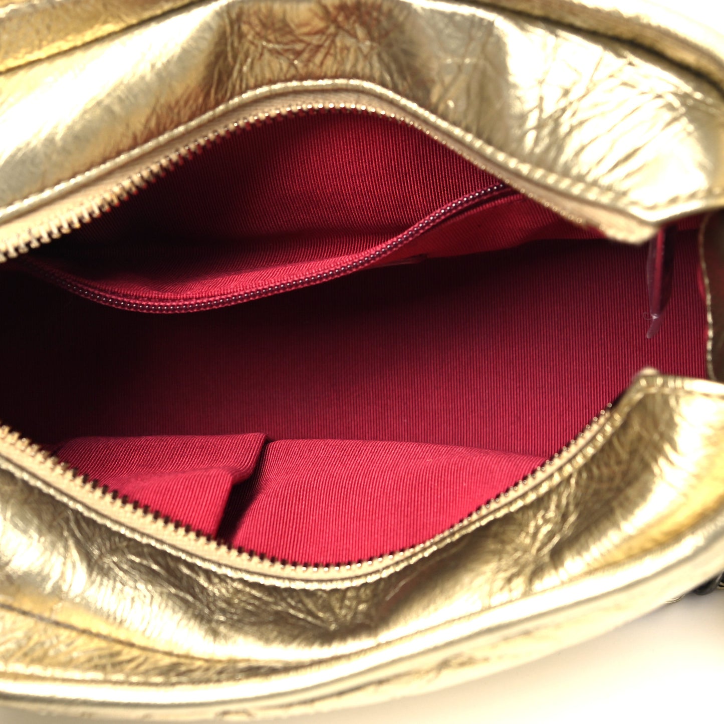 Metallic Aged Calfskin Quilted Small Gabrielle Hobo Gold