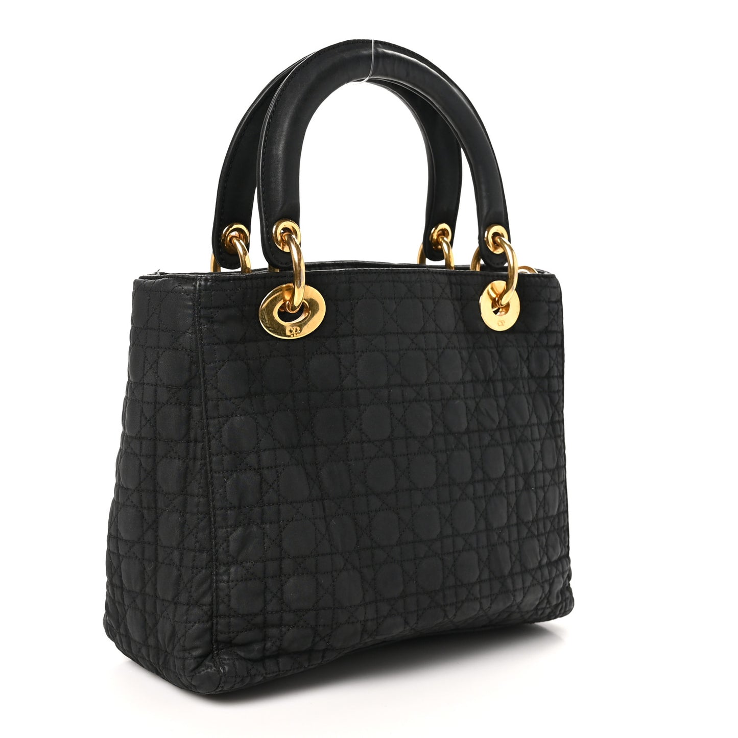Nylon Cannage Medium Lady Dior Black