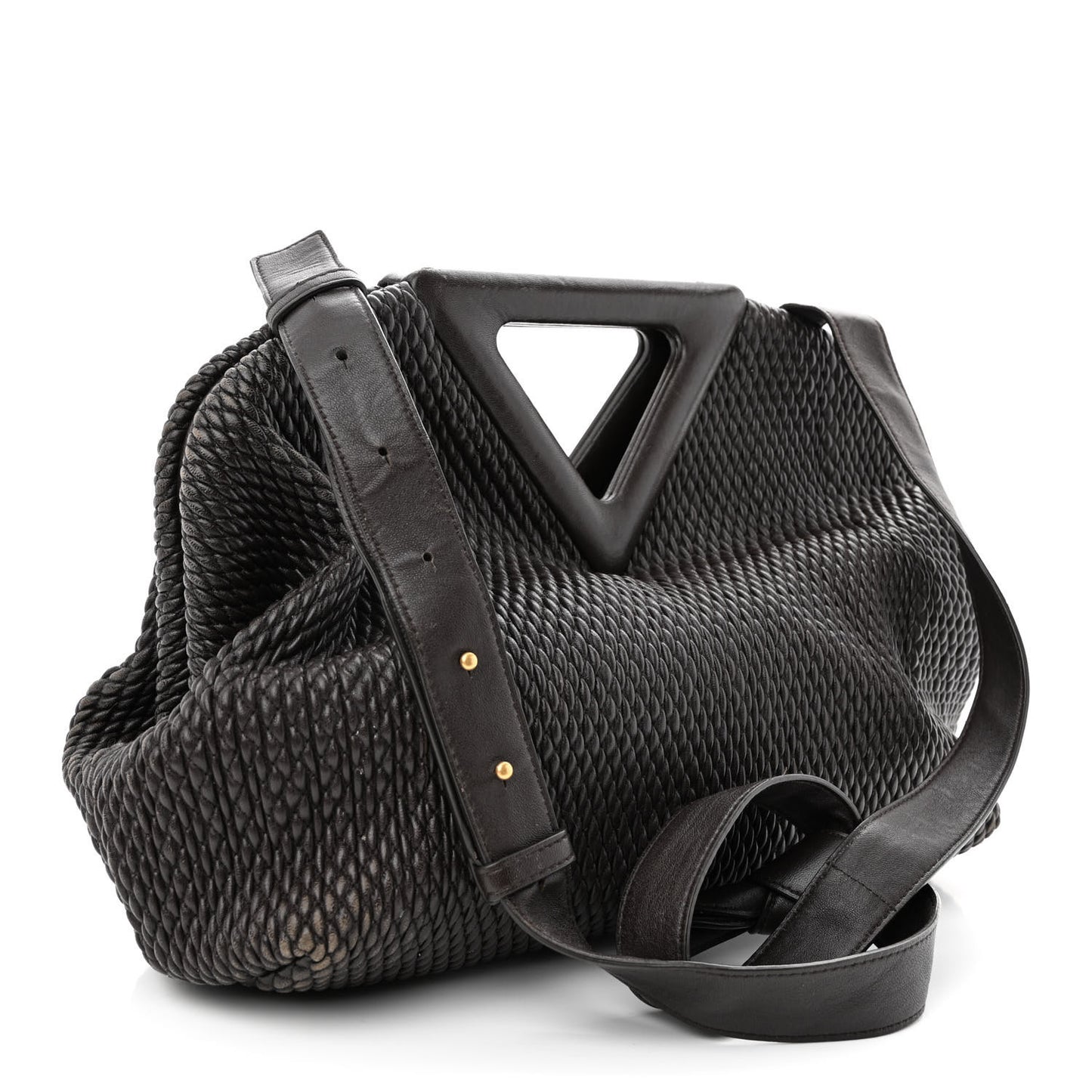 Lambskin Knit Medium The Point Triangle Bag Fondant