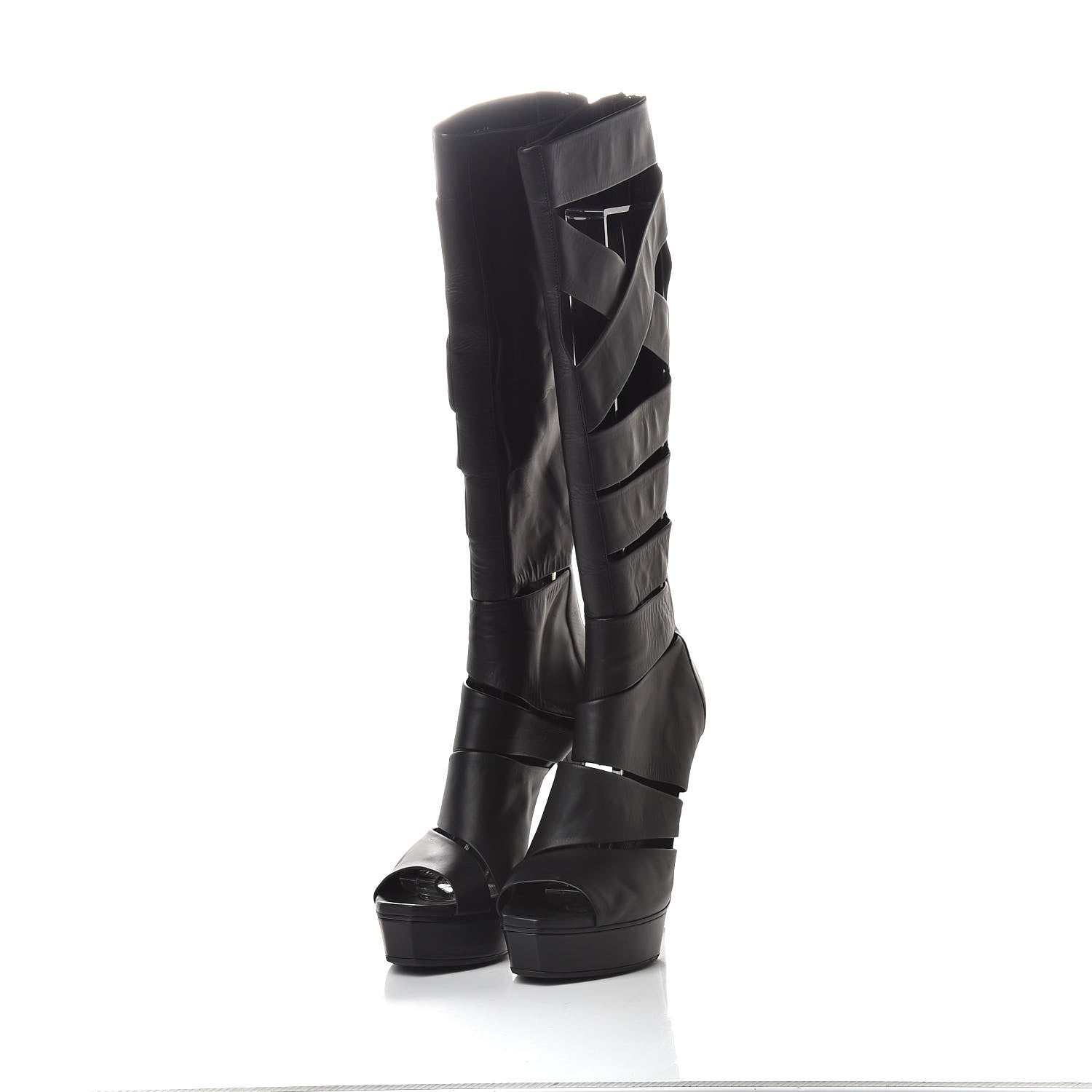 Gucci Calfskin Helena Tall Cutout Boots 41 Black 2 of 9