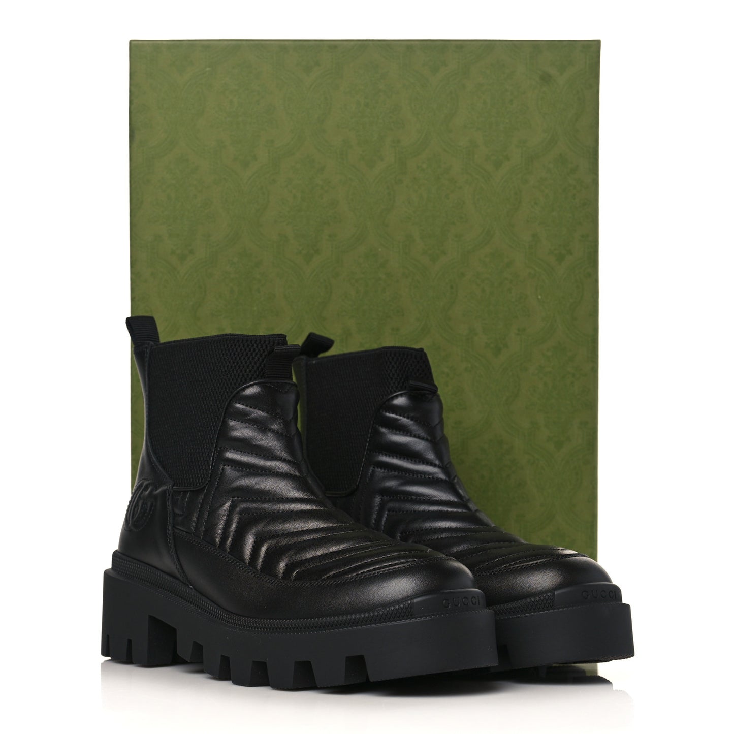 Calfskin Nappa Matelasse Frances Chelsea Boots 36 Black
