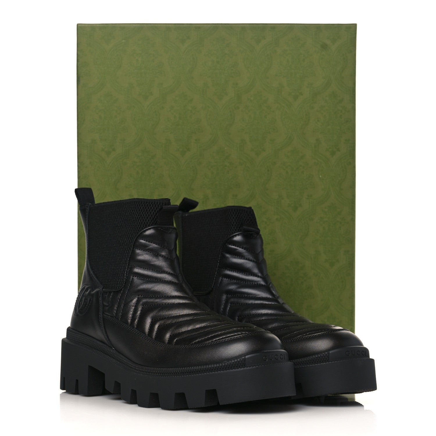 Gucci Calfskin Nappa Matelasse Frances Chelsea Boots 36 Black 9 of 9
