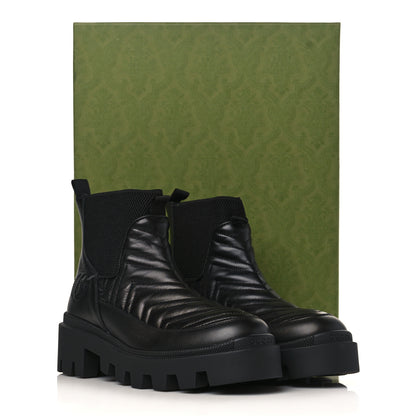Gucci Calfskin Nappa Matelasse Frances Chelsea Boots 36 Black 9 of 9