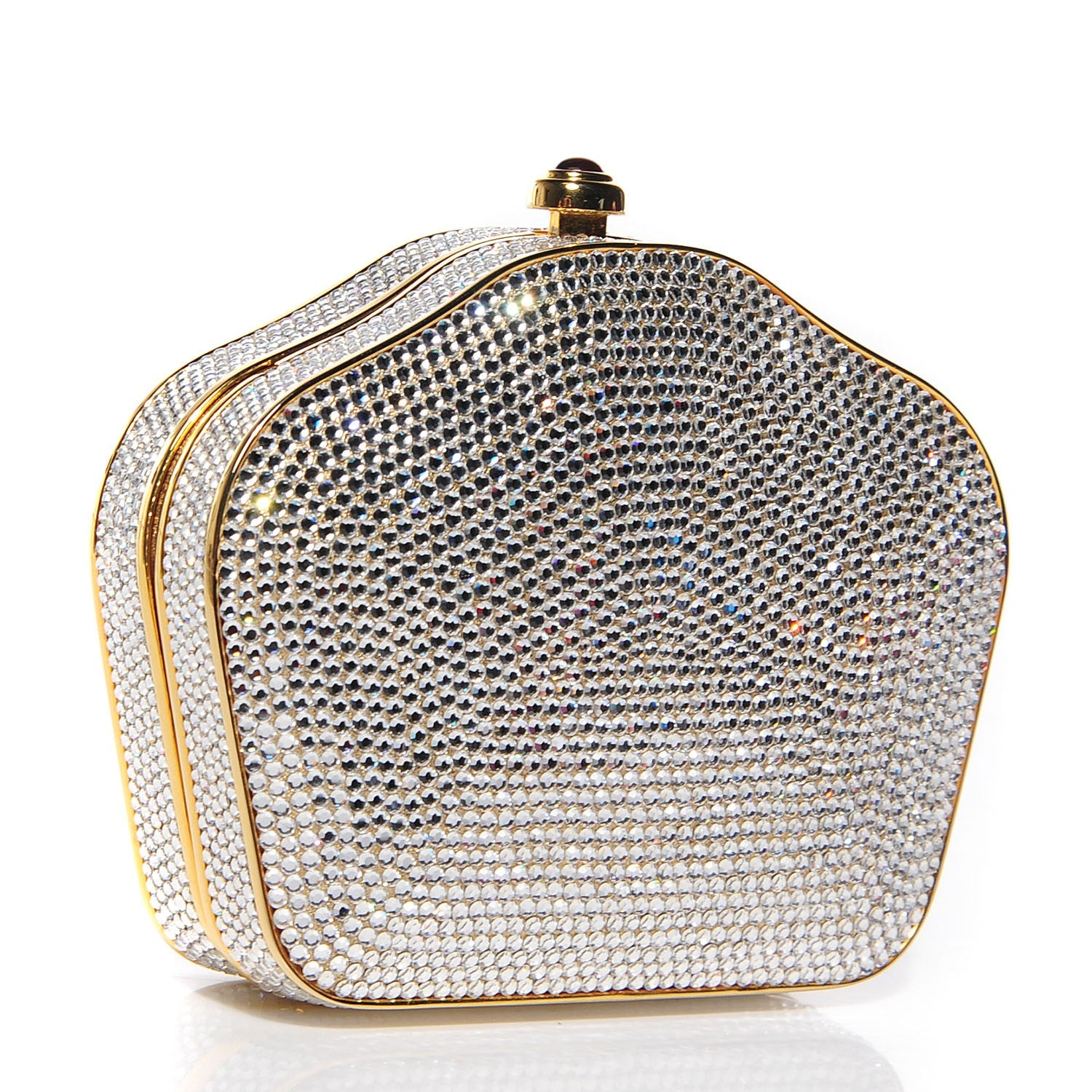 Judith Leiber Swarovski Crystal Minaudiere Clutch Gold 3 of 8