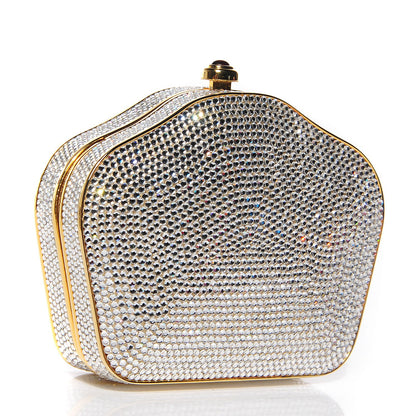 Judith Leiber Swarovski Crystal Minaudiere Clutch Gold 3 of 8