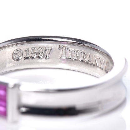 Tiffany 18K White Gold Pink Sapphire Stacking Ring 52 6 5 of 7