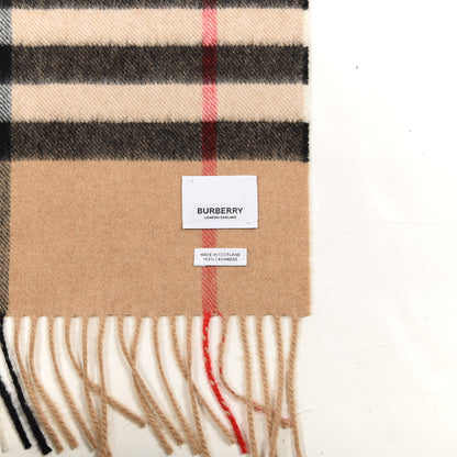 Burberry Cashmere Classic Check Fringe Scarf Camel 3 of 3
