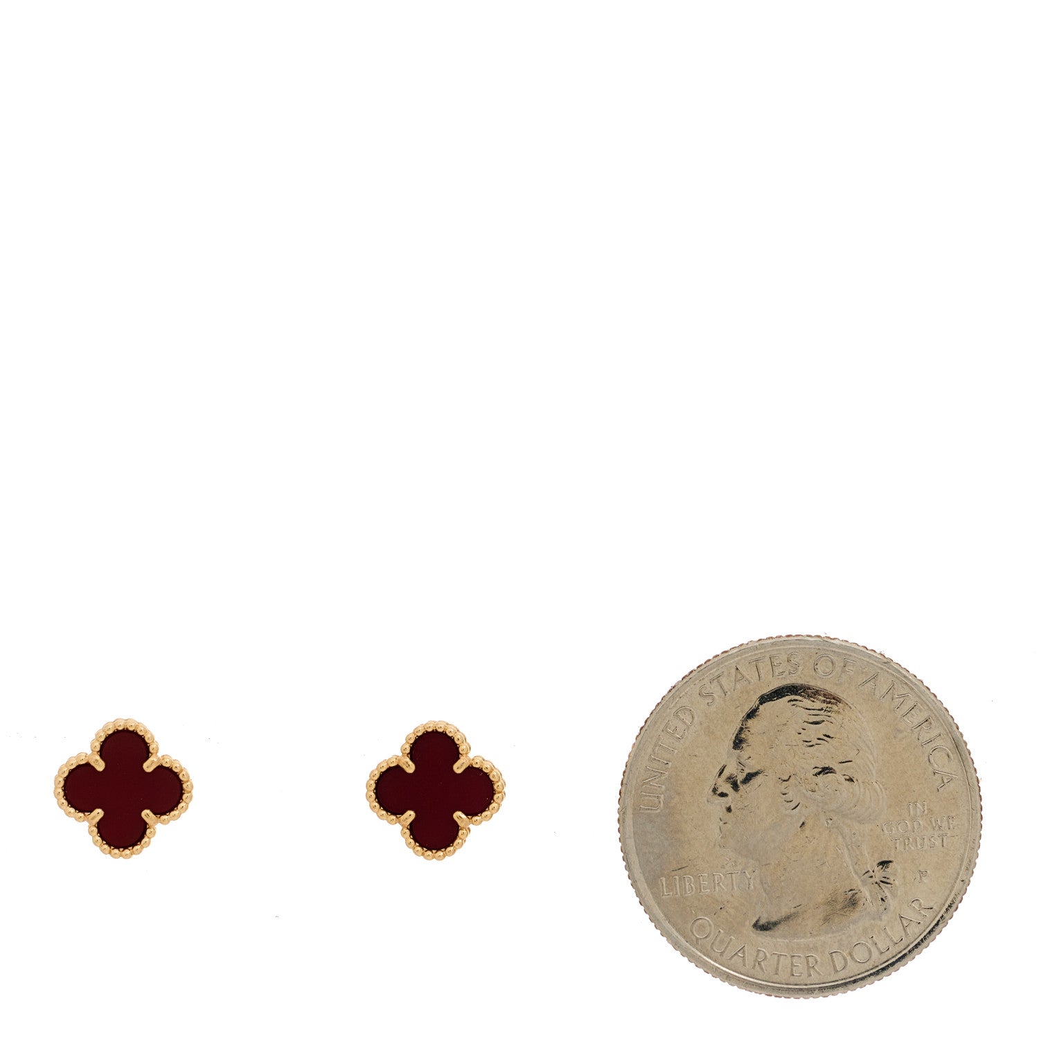 Van Cleef & Arpels 18K Rose Gold Carnelian Sweet Alhambra Earrings 3 of 5