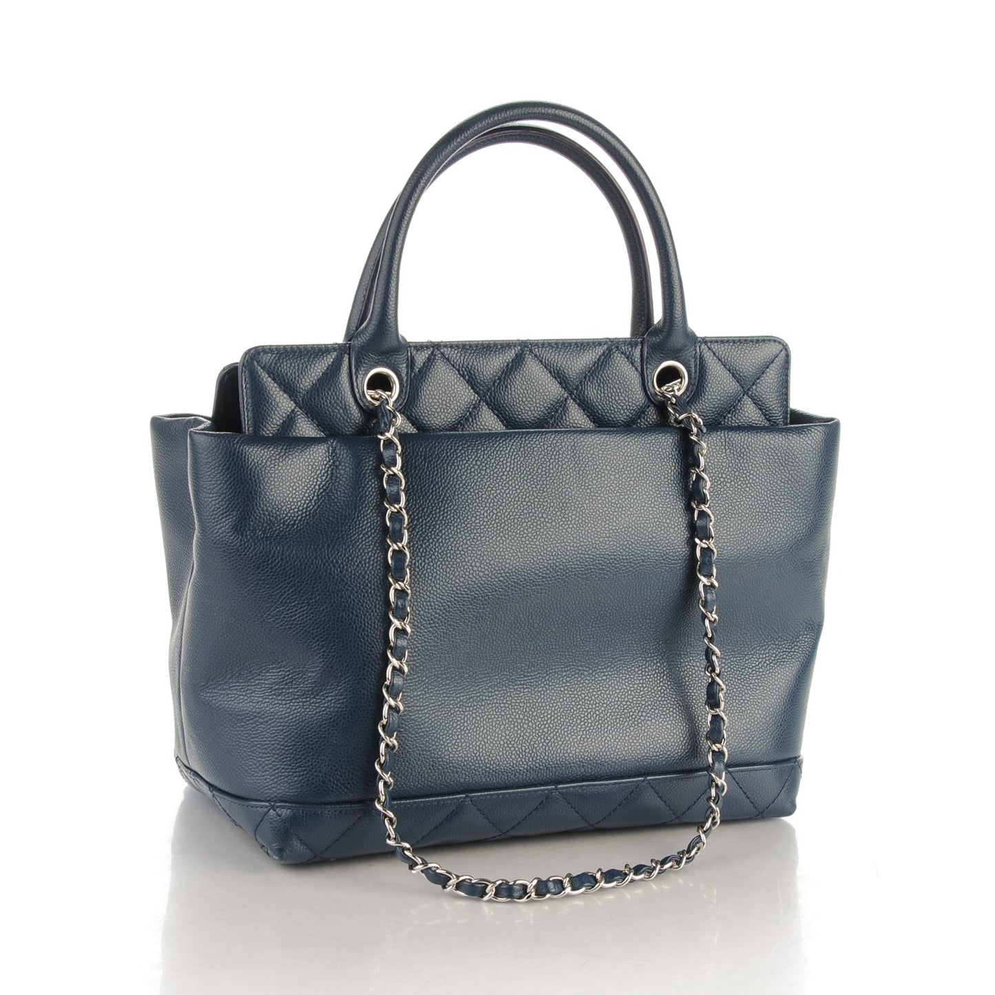 Soft Caviar CC Medium Top Handle Tote Navy Blue
