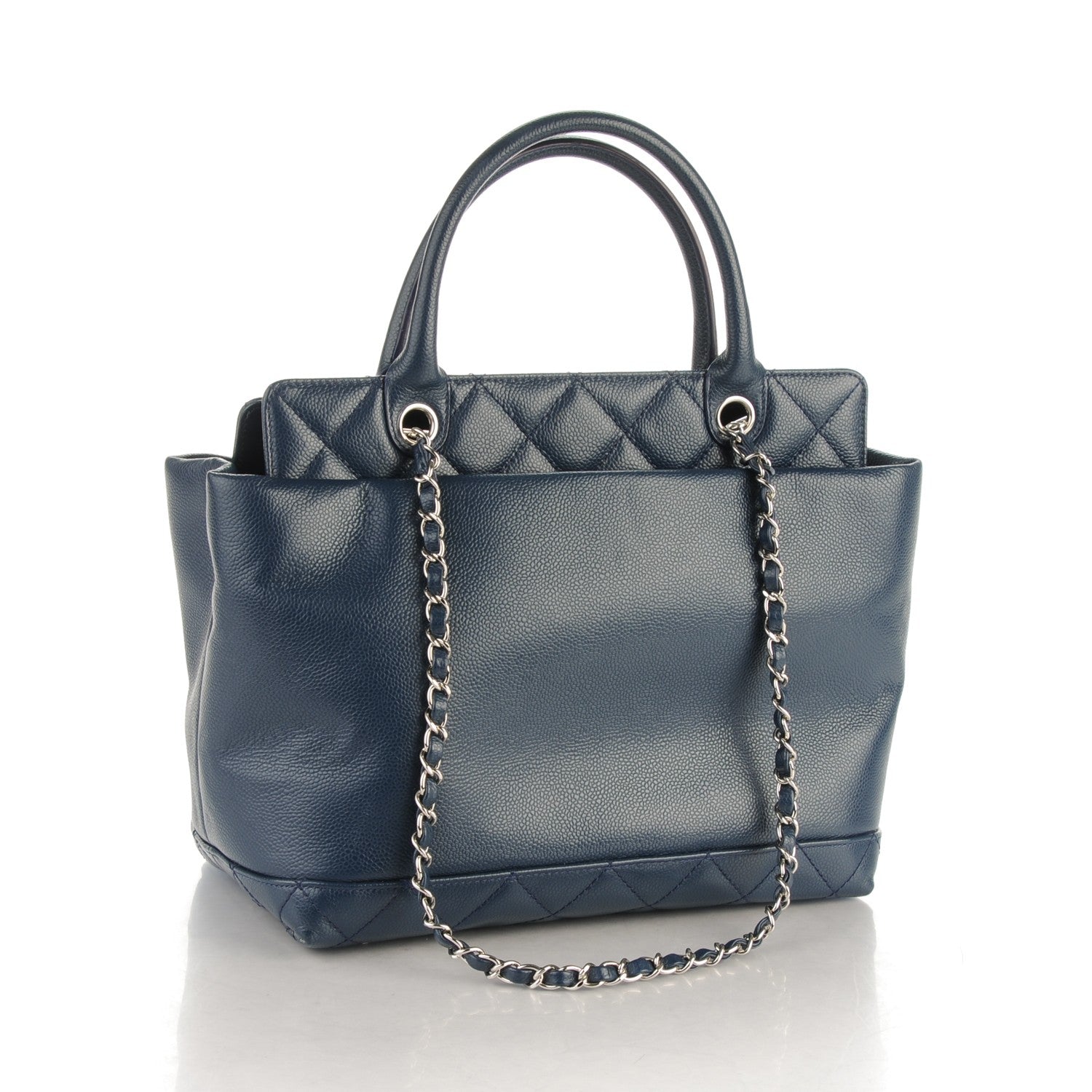 Chanel Soft Caviar CC Medium Top Handle Tote Navy Blue 3 of 6