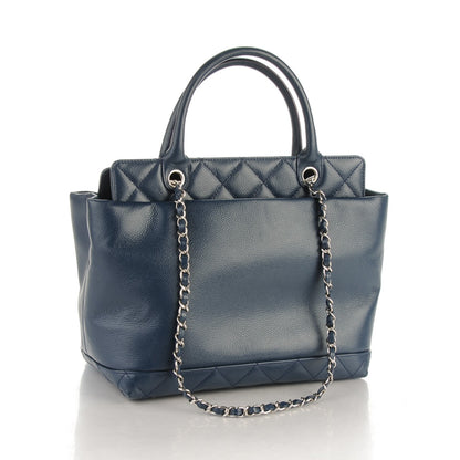 Chanel Soft Caviar CC Medium Top Handle Tote Navy Blue 3 of 6
