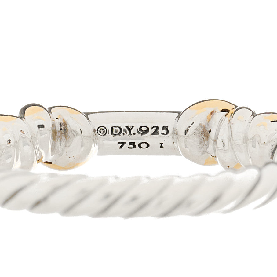 David Yurman Sterling Silver 18K Yellow Gold Diamond Petite Helena Wrap Ring 53 6.25 4 of 4