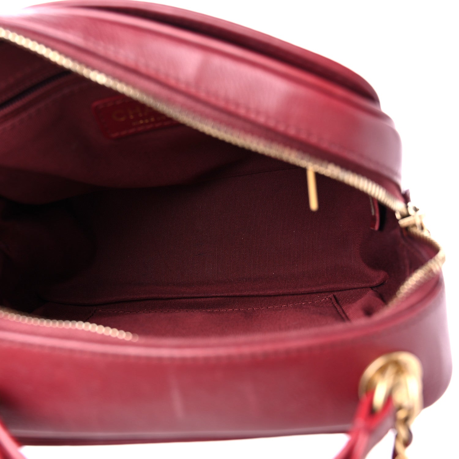 Chanel Calfskin Quilted CC Small Vanity Case Dark Red 5 of 10