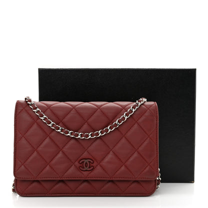 Chanel Aged Calfskin Quilted Wallet On Chain WOC Burgundy 15 of 15