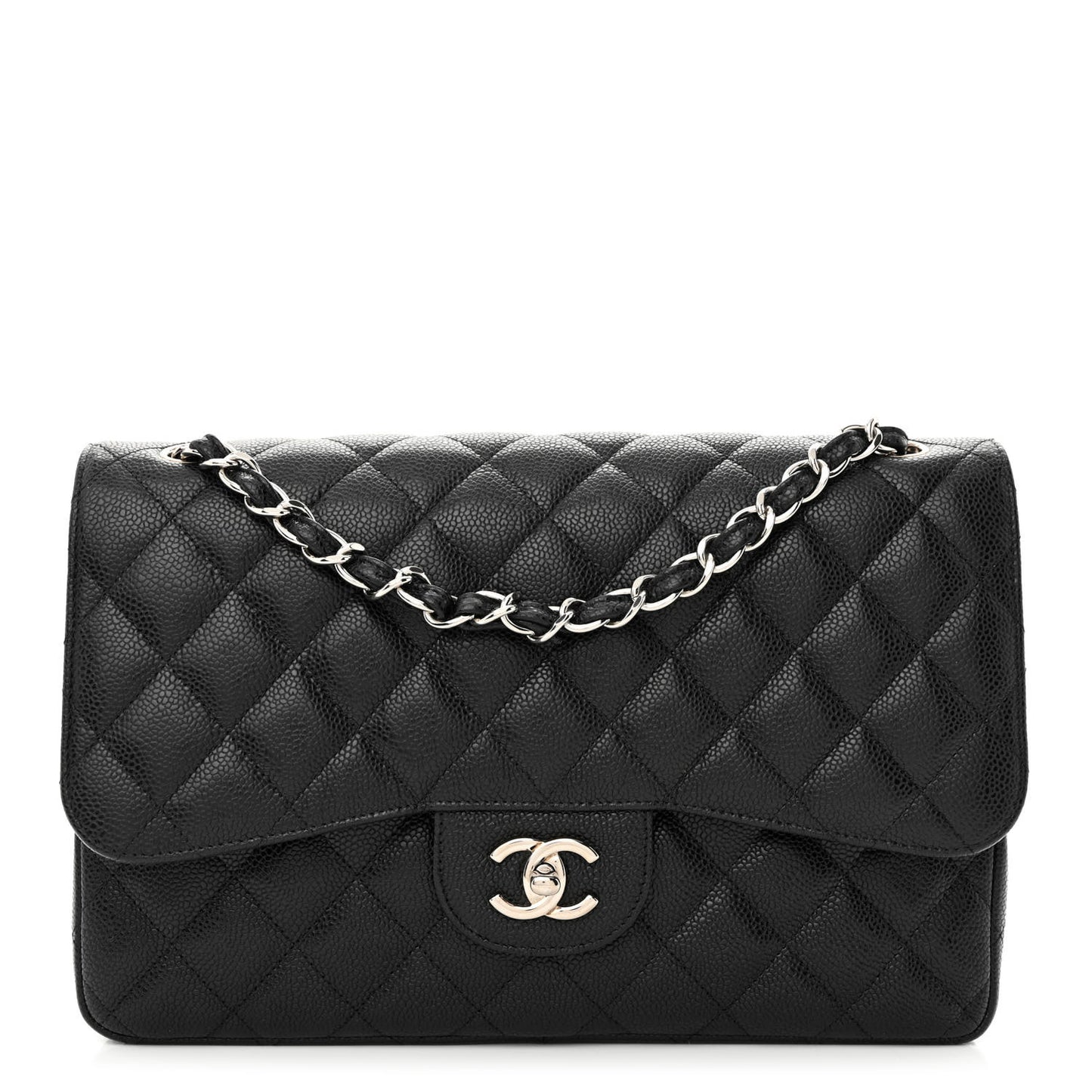 Caviar Quilted Jumbo Double Flap Black