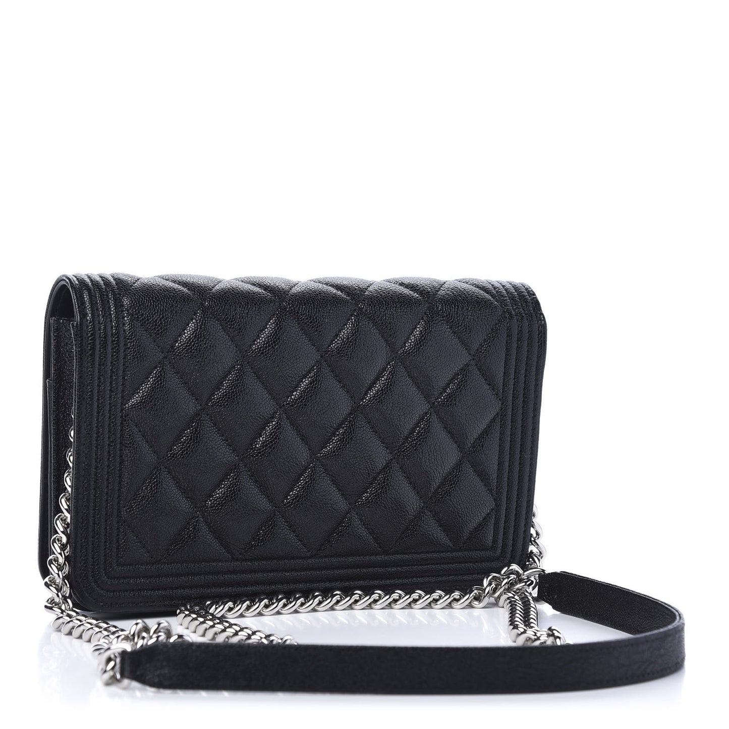 Caviar Quilted Boy Wallet On Chain WOC Black