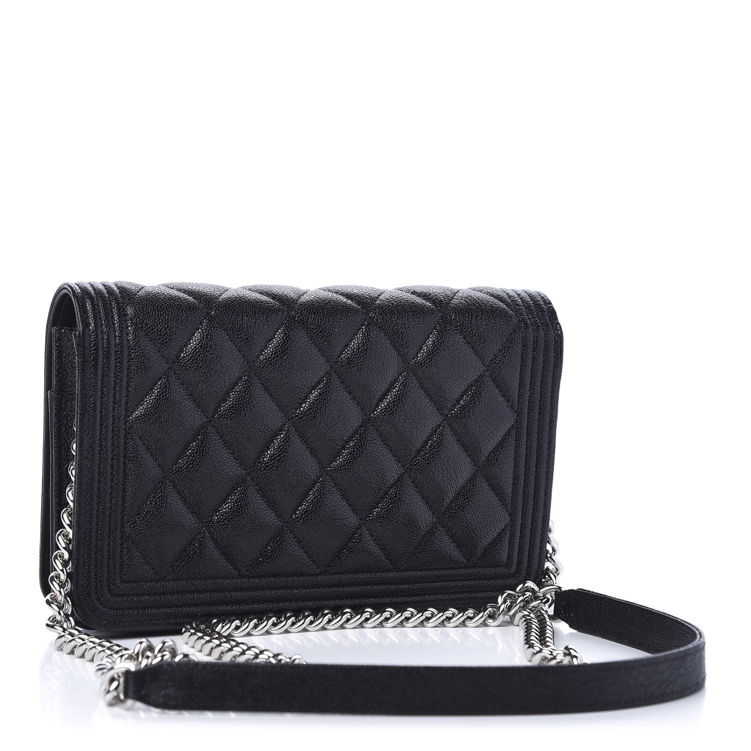 Chanel Caviar Quilted Boy Wallet On Chain WOC Black 3 of 12