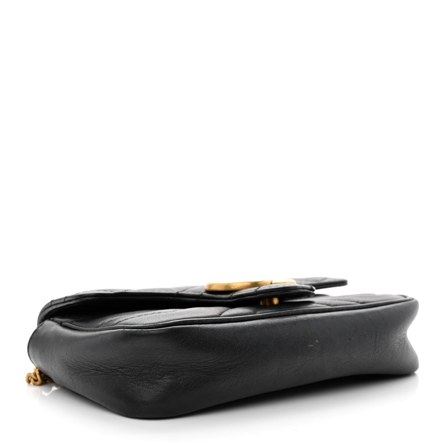 Gucci Calfskin Matelasse Super Mini GG Marmont Shoulder Bag Black 4 of 13