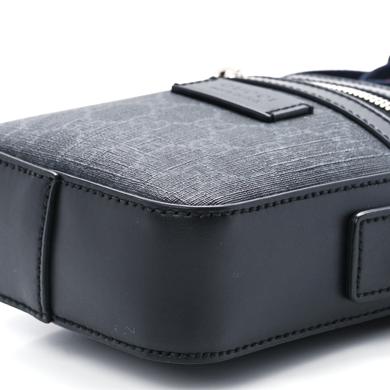 Gucci GG Supreme Monogram Appia Calfskin Web Small Camera Messenger Bag Black Grey 12 of 13