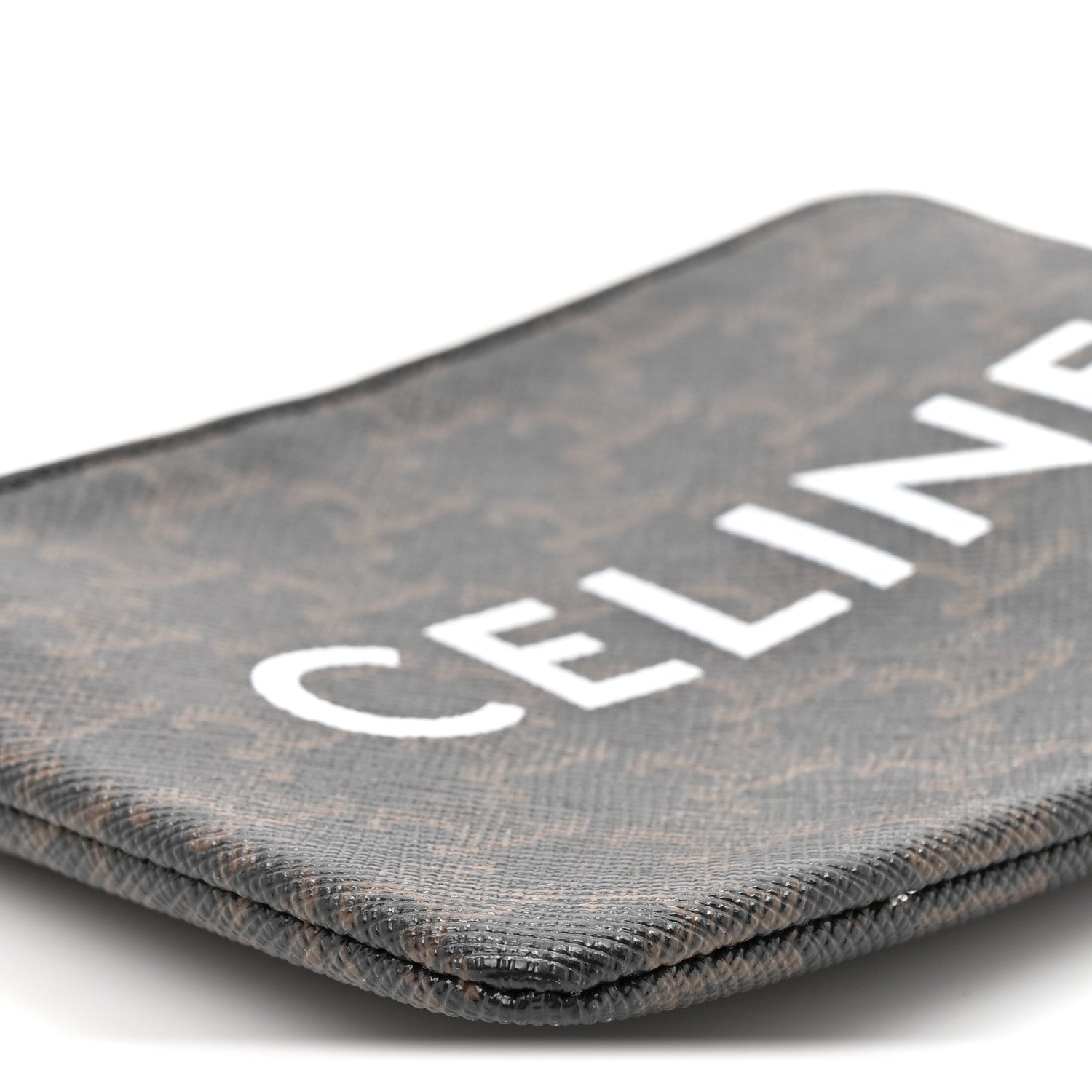 Celine Triomphe Canvas Logo Coin and Card Pouch With Hook Black