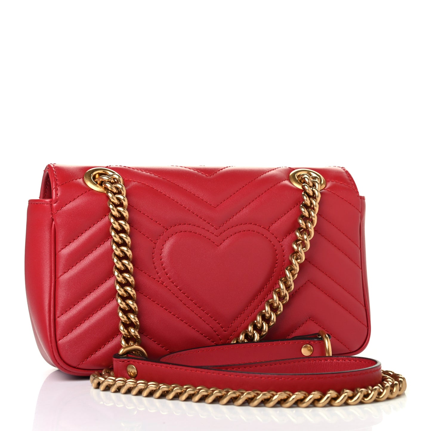Calfskin Matelasse Mini GG Marmont Shoulder Bag Hibiscus Red