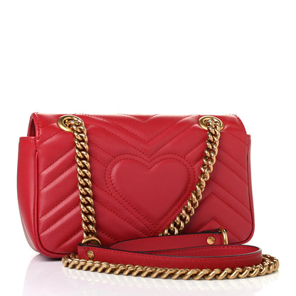 Gucci Calfskin Matelasse Mini GG Marmont Shoulder Bag Hibiscus Red 2 of 4