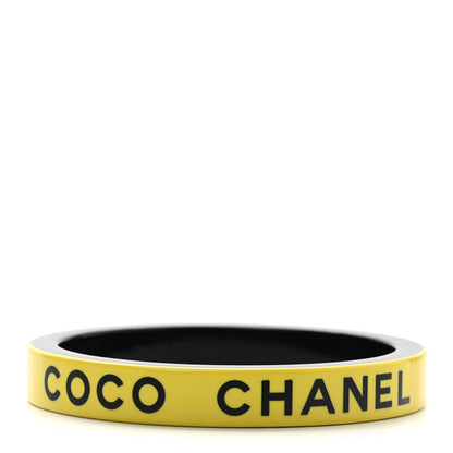 Chanel Resin Logo Bangle Bracelet Yellow Black 1 of 4