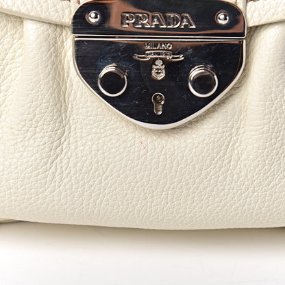Prada Vitello Daino Pushlock Flap Shoulder Bag Bianco 18 of 21