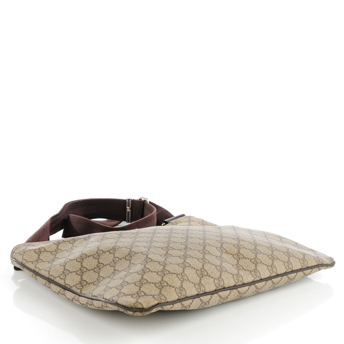 GG Plus Monogram Large Flat Messenger Bag Beige Brown