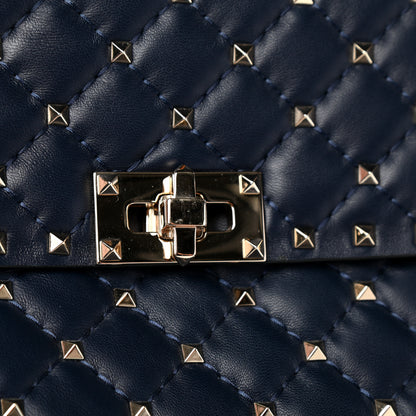 Valentino Garavani Nappa Large Rockstud Spike Shoulder Bag Marine 10 of 11
