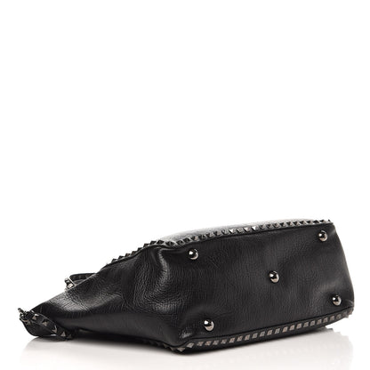 Valentino Garavani Vitello Medium Rockstud Tote Black 5 of 9
