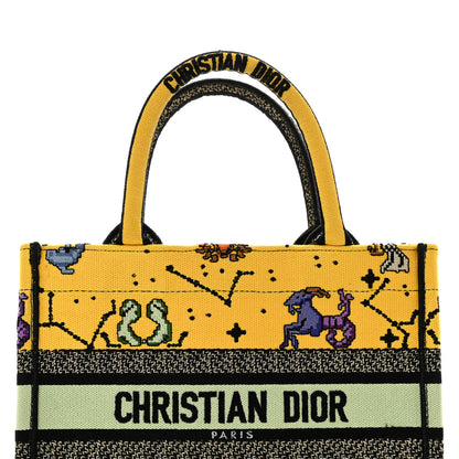 Christian Dior Canvas Embroidered Small Pixel Zodiac Book Tote Yellow Multicolor 5 of 10