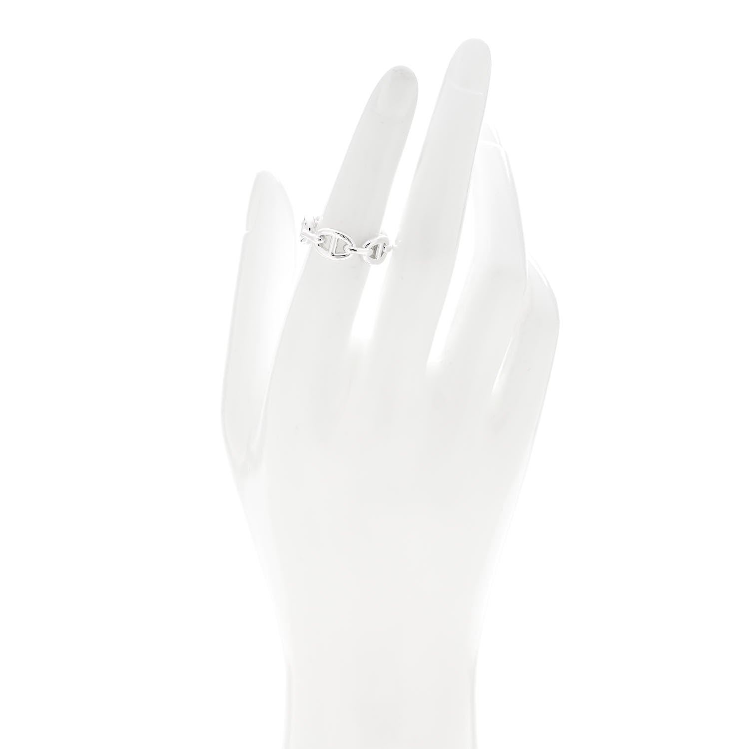 Hermes Sterling Silver PM Chaine d'Ancre Enchainee Band Ring 52 6 2 of 8