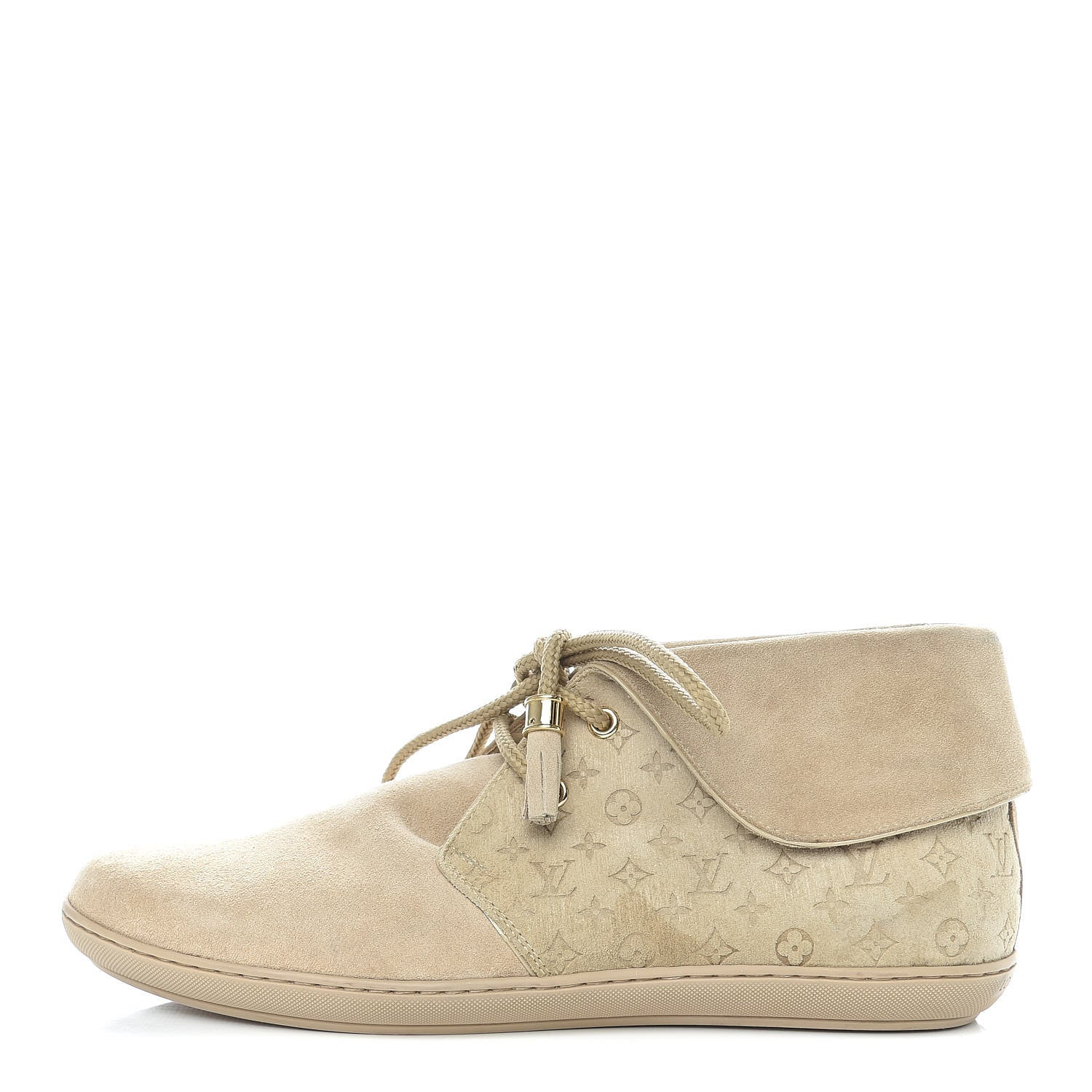 Louis Vuitton Suede Fold Over Sneakers 38 Beige 1 of 14