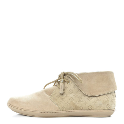 Louis Vuitton Suede Fold Over Sneakers 38 Beige 1 of 14