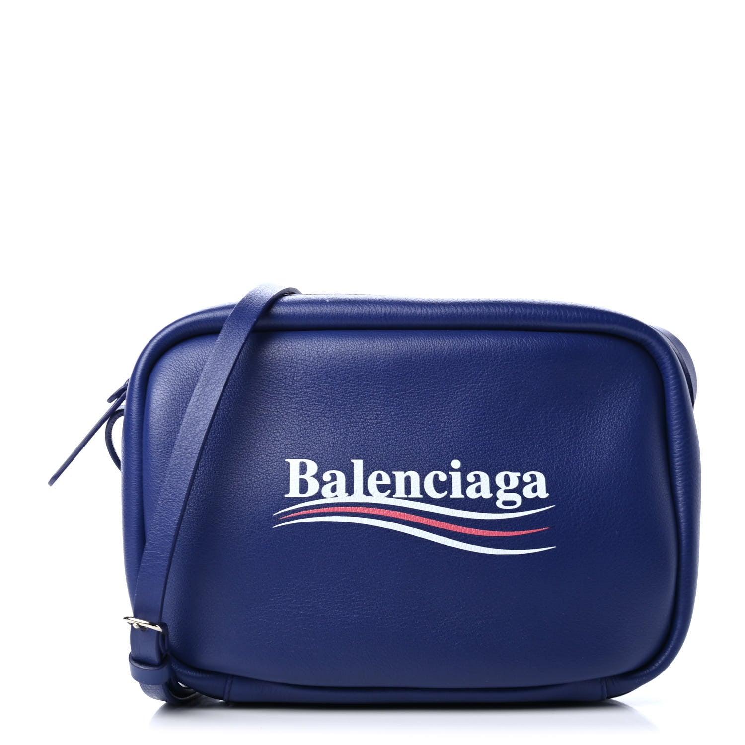 Balenciaga Calfskin Political Campaign Logo S Everyday Camera Bag Bleu 1 of 5