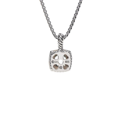David Yurman Sterling Silver Diamond Prasiolite 7mm Petite Albion Pendant Necklace 6 of 6