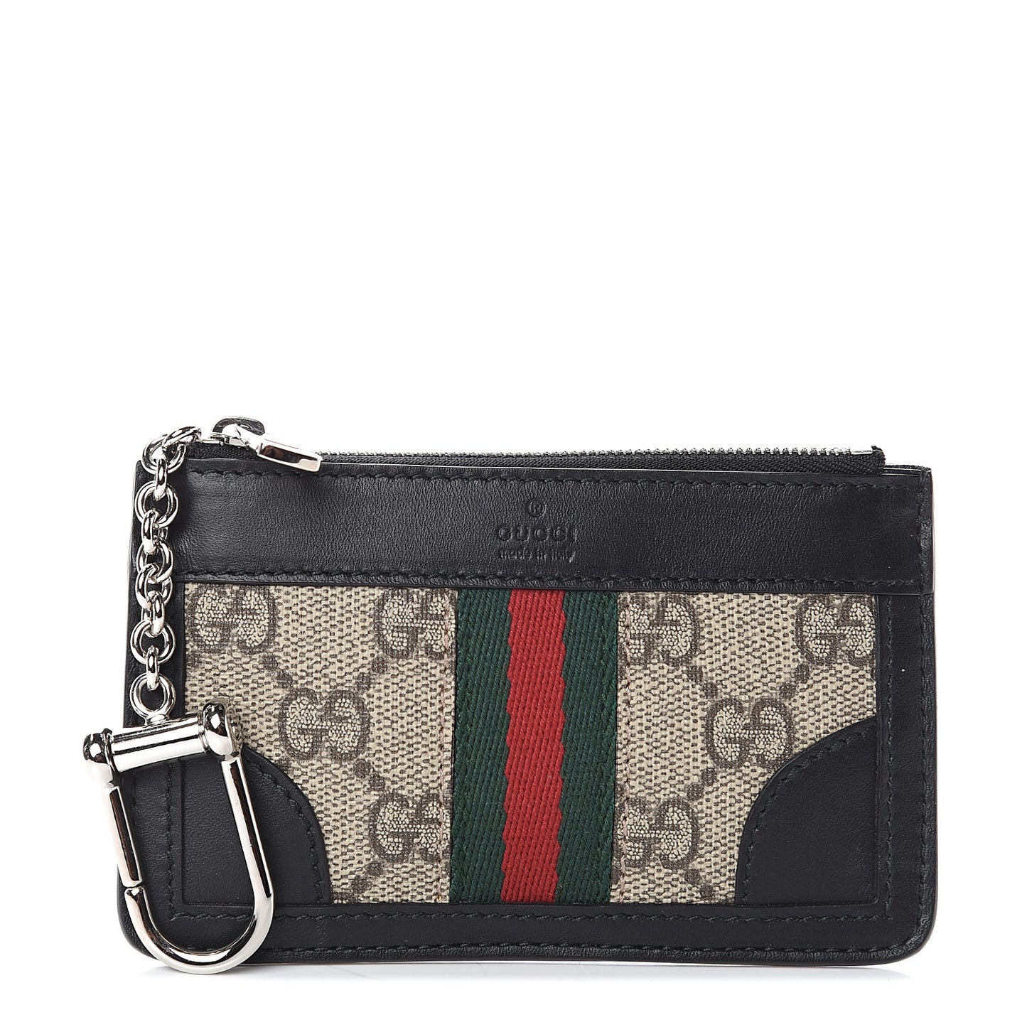 GG Supreme Monogram Web Key Case Black
