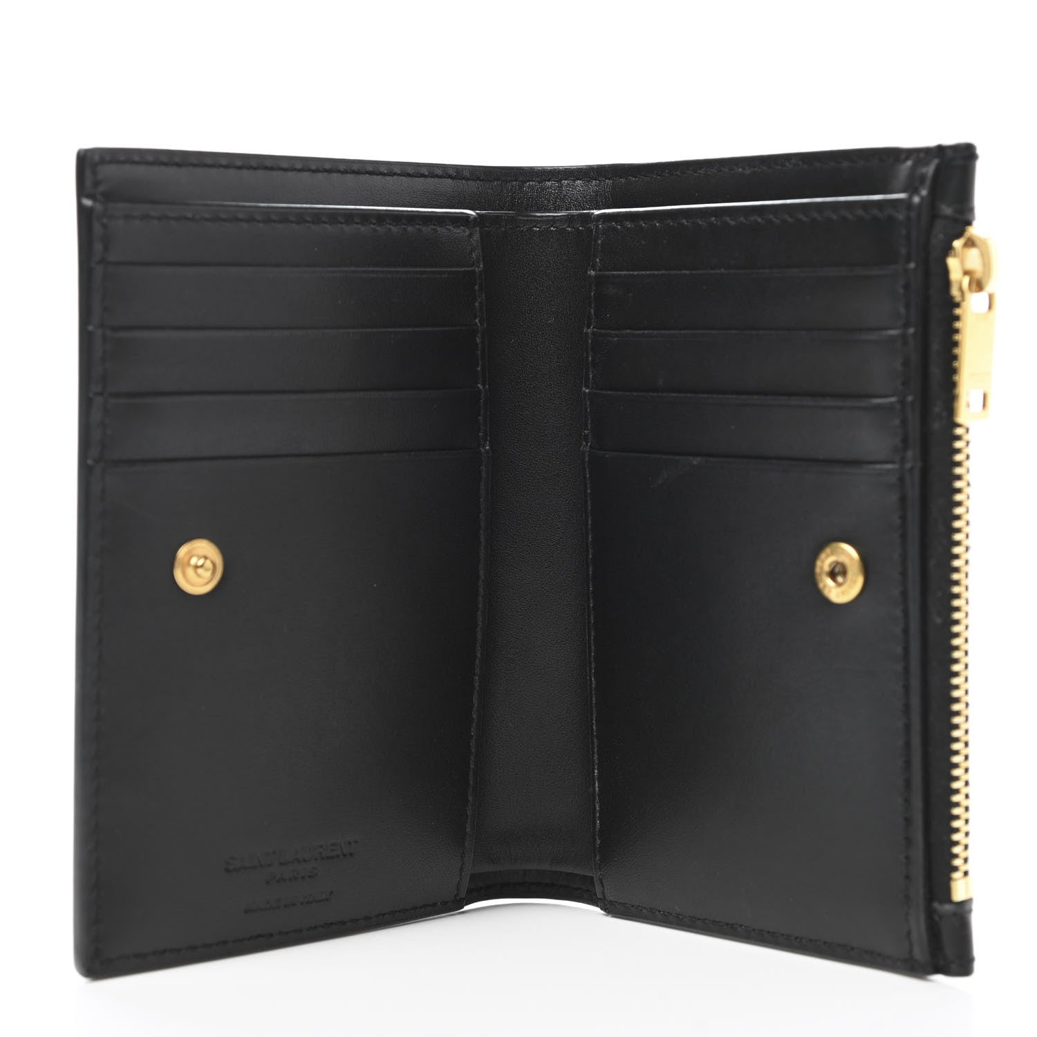 Saint Laurent Calfskin Monogram Bi-Fold Zipped Wallet Black 5 of 8