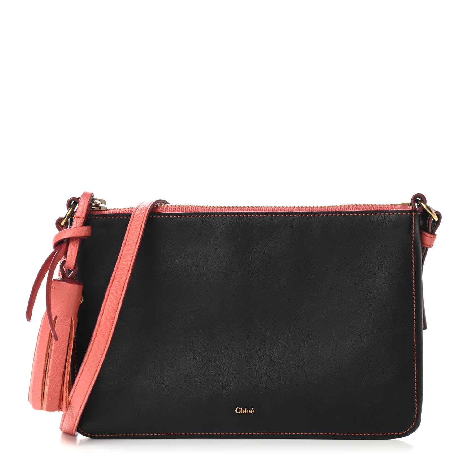 Chloe Calfskin Tassel Crossbody Black Pink 1 of 10