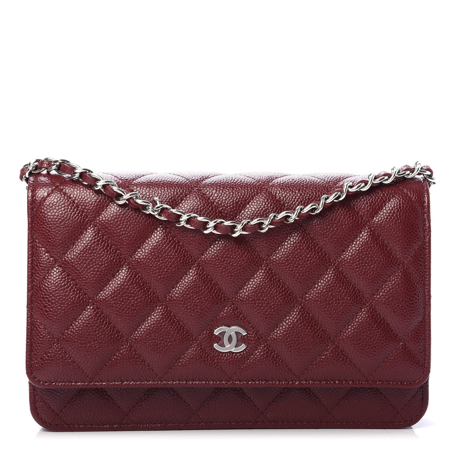 Chanel Caviar Quilted Wallet On Chain WOC Dark Red 1 of 12
