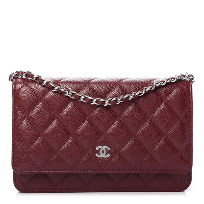 Chanel Caviar Quilted Wallet On Chain WOC Dark Red 1 of 12