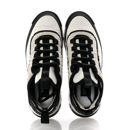 Chanel Suede Calfskin Mixed Fibers CC Sneakers 36.5 White Black 2 of 10