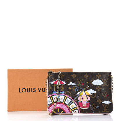 Louis Vuitton Monogram 2020 Christmas Animation Big Wheel Double Zip Pochette Rose Ballerine 11 of 11